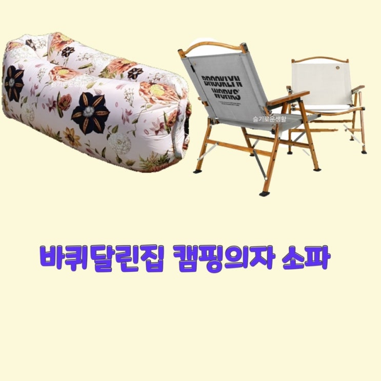 김아중 라미란 바퀴달린집2회 시즌4 캠핑의자 체어 빈백 에어 소파 꽃무늬 플라워 접이식