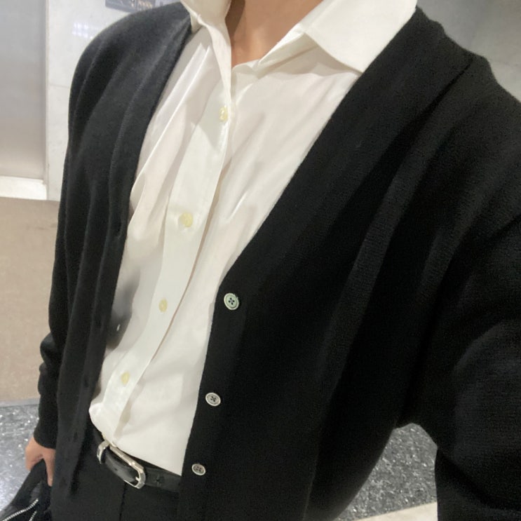  엘무드 오디너리 크롭 가디건 블랙 48 사이즈