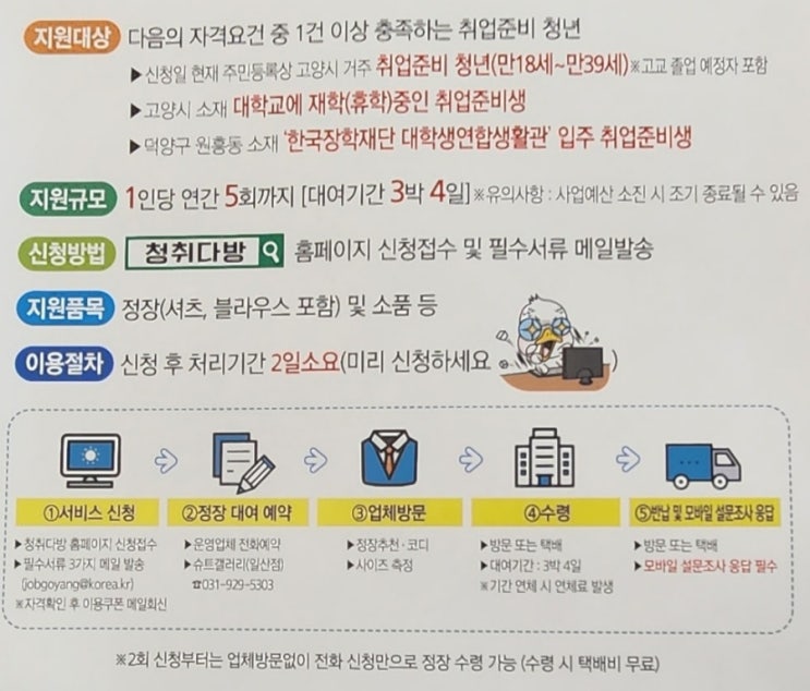  고양시 청년 희망나래 무료 정장대여