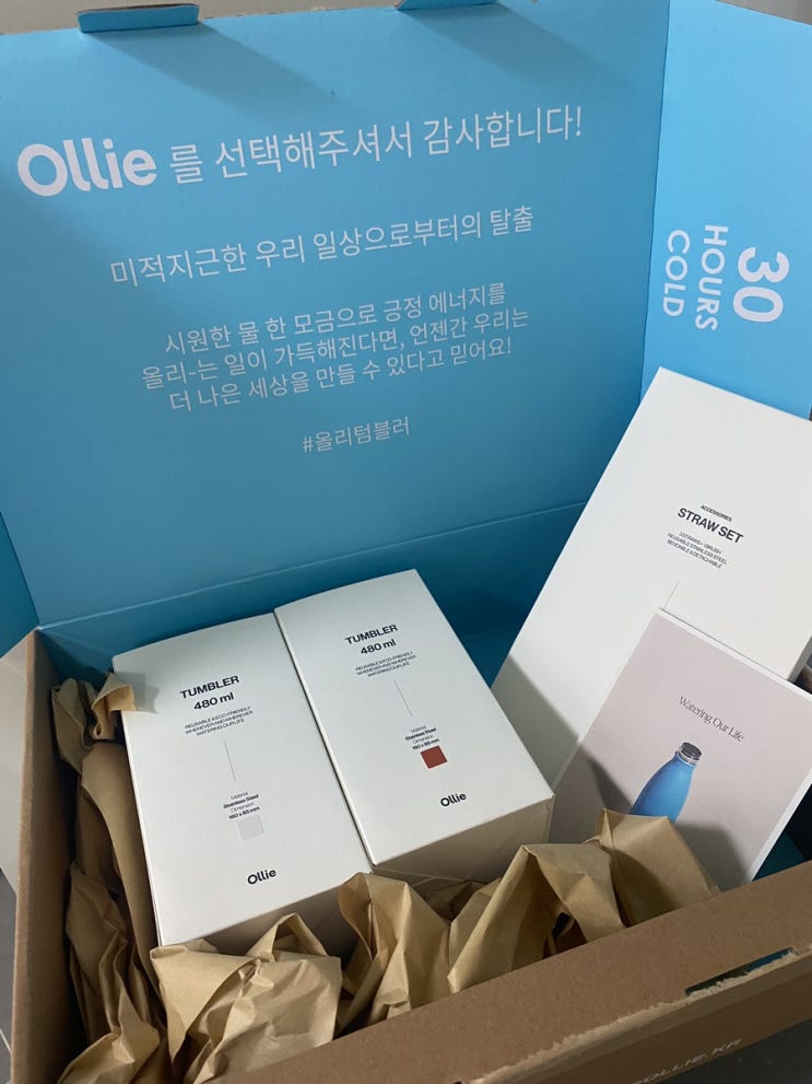 친환경 텀블러 추천 '올리' Ollie 브랜드, 100% 재활용 가능한 스테인리스 보.냉 텀블러