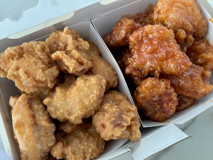  [송강동 치킨] 페리카나 송강관평점 맵지 않고 저세상 바삭한 페리카나 순살 양념반 후라이드반 치킨