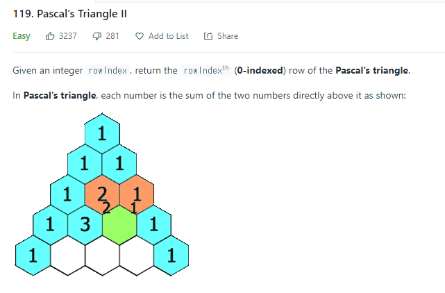 JAVA_Pascal's Triangle II_LeetCode 119