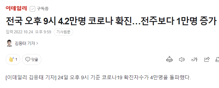 코로나19 신규확진자(21시기준) 전주보다 1만명 증가! 코로나19 신규확진자(21시기준) 전주보다 1만명 증가!