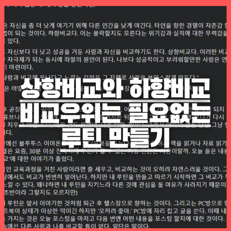  비교우위를 따질 필요가 없어지는 '나만의 루틴' (확신은 어떻게 삶을 움직이는가)