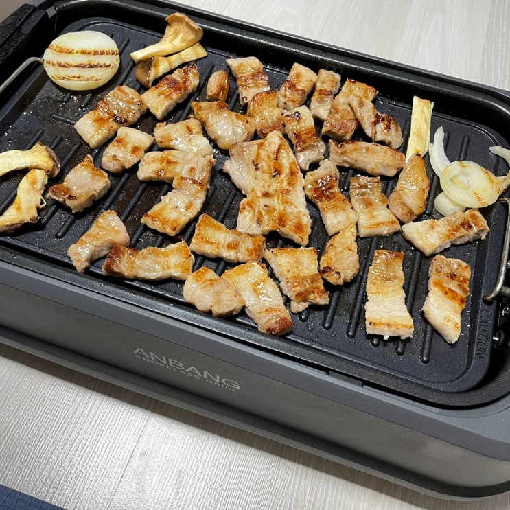 안방그릴 사용해서 연기 안나는 불판으로 고기 구워먹기