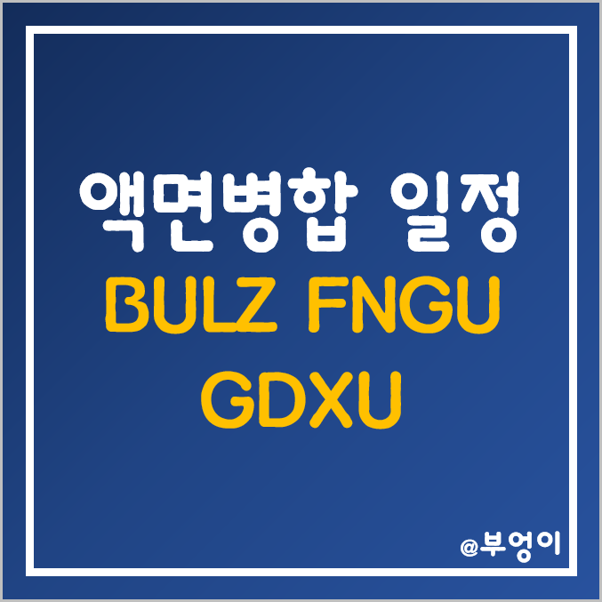 미국 ETF 및 ETN 액면병합 일정 - BULZ, FNGU, GDXU (주식병합 날짜 & 경제 및 주식 용어) 미국 ETF 및 ETN 액면병합 일정 - BULZ, FNGU, GDXU (주식병합 날짜 & 경제 및 주식 용어)