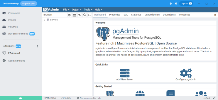 [Docker] PGAdmin4 사용하기 (postgreSQL)