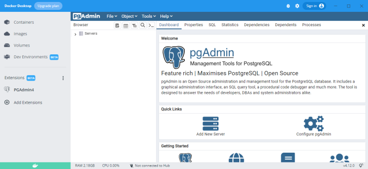  [Docker] PGAdmin4 사용하기 (postgreSQL)