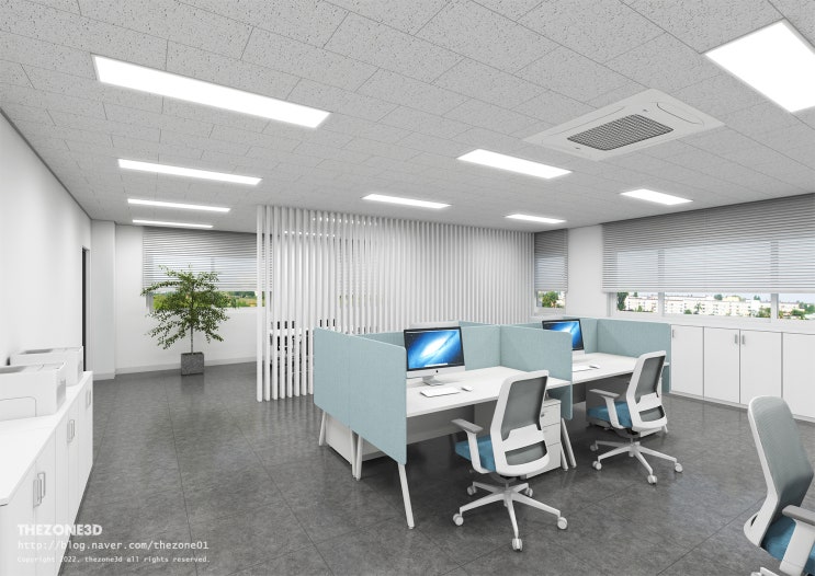  [OFFICE] 사무실인테리어 3d투시도, 오피스 평면도 도면설계 (휴게실, 회의실)