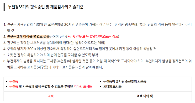  누전경보기의 구조, 설치대상, 설치기준