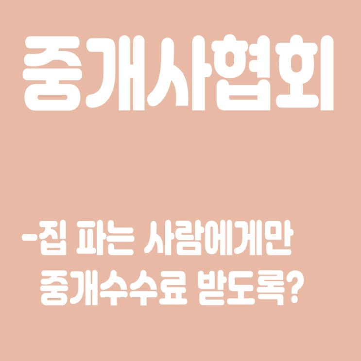  중개사협회 "집 파는 사람에게만 중개 수수료 받도록 할 것"