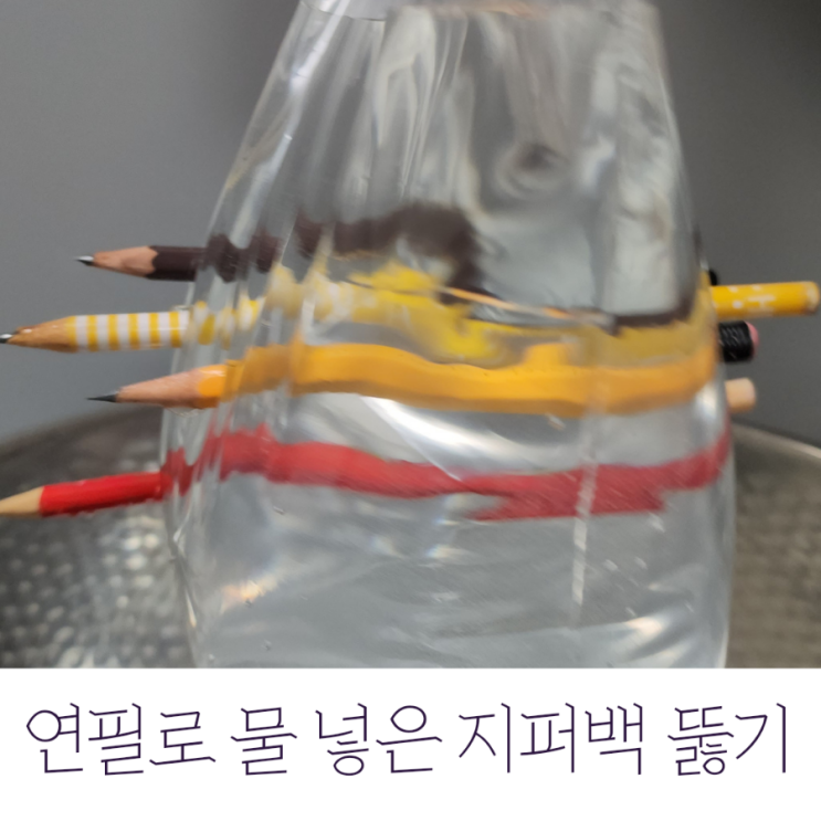  간단한 과학실험 / 연필로 물 넣은 지퍼백을 뚫기