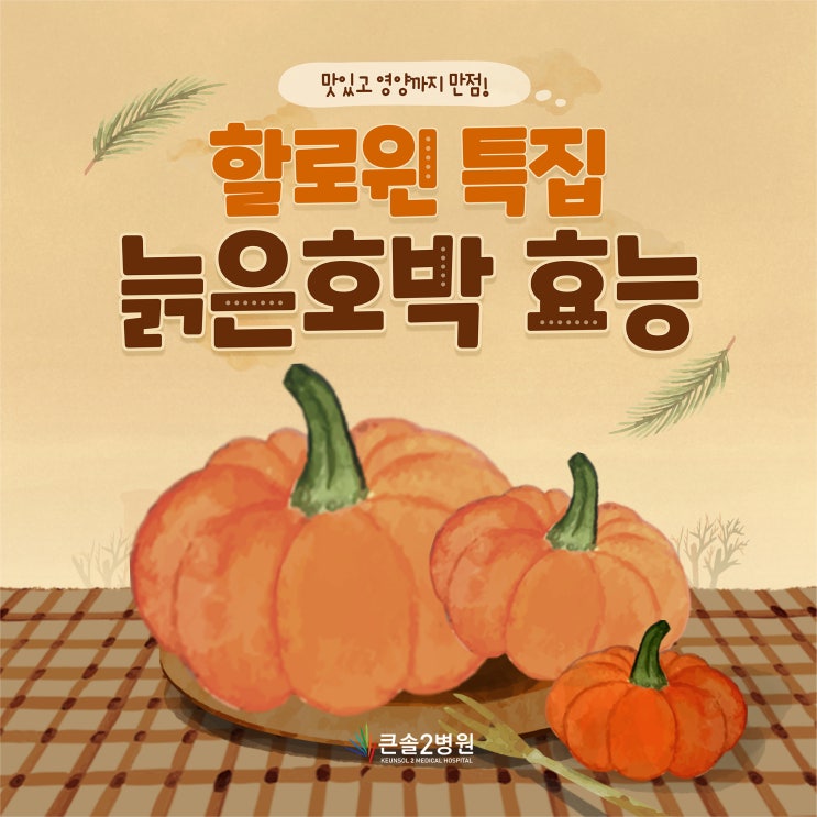  [부산 재활병원] 할로윈데이 특집! 환절기 면역력 증진과 다이어트에도 좋은 늙은 호박 효능 (큰솔병원 건강식 추천)