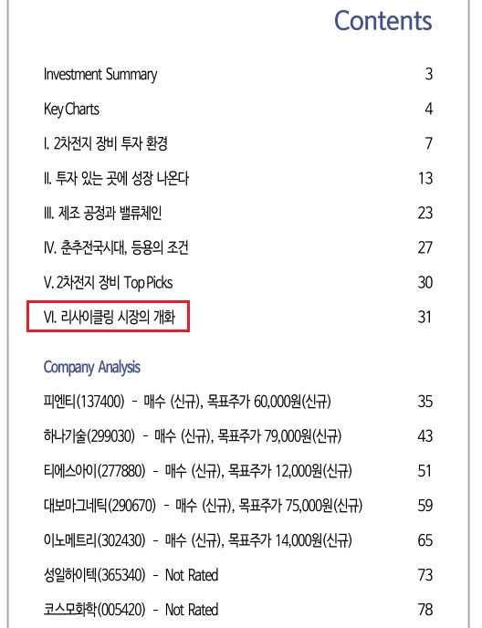 2차전지 장비 및 리사이클링 관련주 2차전지 장비 및 리사이클링 관련주