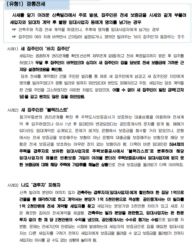  깡통전세(전세사기) 유형(상세)
