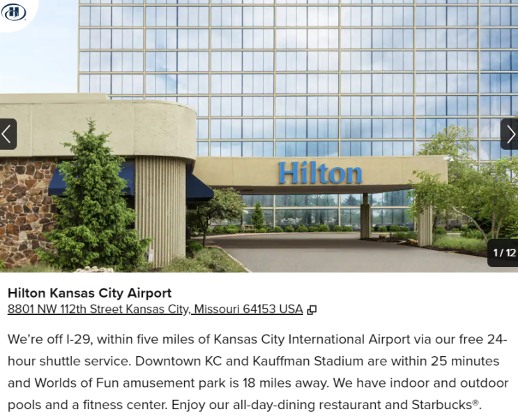  [가성비호텔] 캔자스시티 공항 근처 호텔 : Hilton Kansas City Airport (미국 호텔 팁)