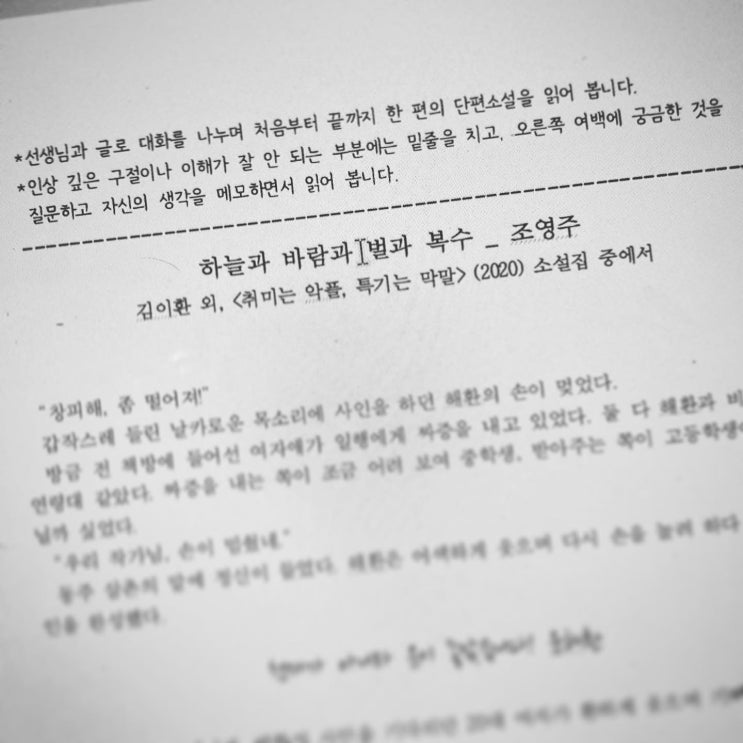  [2022년 2학기] 언어폭력/바람직한 언어생활 수업 - 조영주 '하늘과 바람과 벌과 복수' 활용