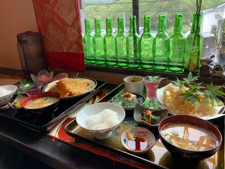 유후인 맛집 갓파식당에서 정갈한 일본 가정식 먹고 바로 옆 긴린코호수 산책 치킨커틀렛정식, 토리텐 정식