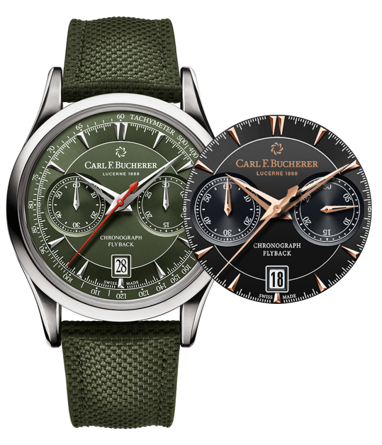  Carl F.Bucherer Manero Flyback Green 칼 에프 부커러 마네로 플라이백 워치페이스