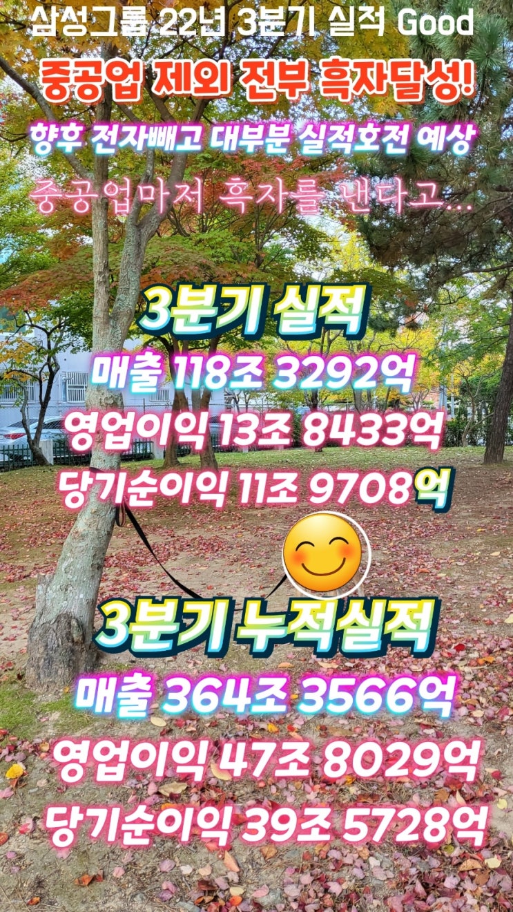 삼성그룹 3분기 실적(feat. 삼성전자, 삼성전기, 삼성SDI, SDS, 삼성물산, 삼성중공업, 엔지니어링, 호텔신라, 제일기획, 삼성생명,화재,삼성증권,카드,삼성바이오로직스)