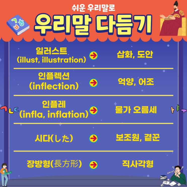  [11월 1일 아름다운 한글사랑] 일러스트, 인플렉션, 인플레, 시다(した), 장방형을 우리말로 다듬어보자!