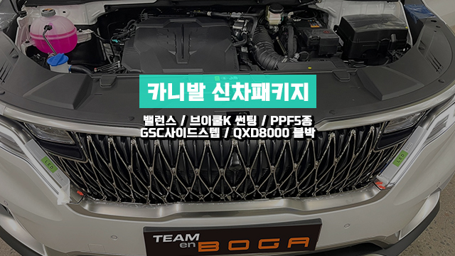  카니발 7인승 시그니처 기본에 충실한 신차패키지 브이쿨K썬팅,아이나비블랙박스QXD8000,보가T2트렁크등,GSC사이드스텝