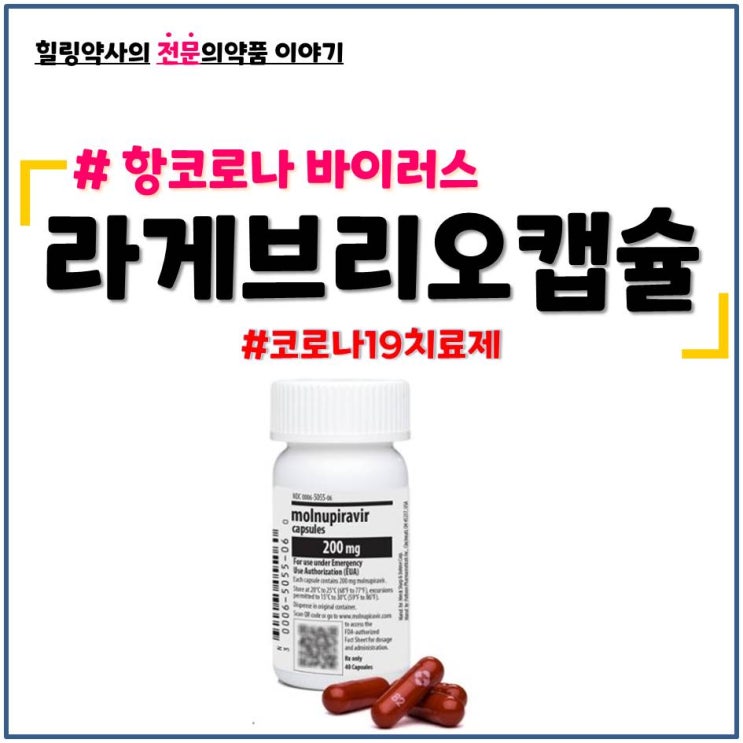 [라게브리오캡슐]코로나19(COVID19) 먹는 치료제 처방 성분 복용법 금기 부작용 팍스로비드 비교