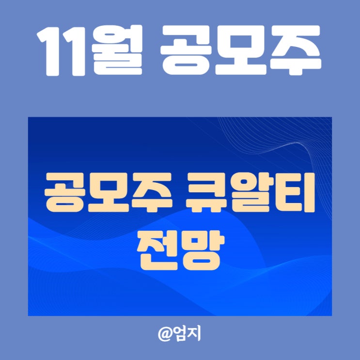  11월 치킨값 벌어 볼까? 큐알티 공모주 신규상장주식 전망