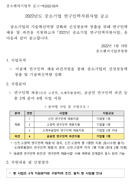 2022년 11월 공공연 연구인력지원사업 공고(공공연 연구인력 파견지원) 2022년 11월 공공연 연구인력지원사업 공고(공공연 연구인력 파견지원)