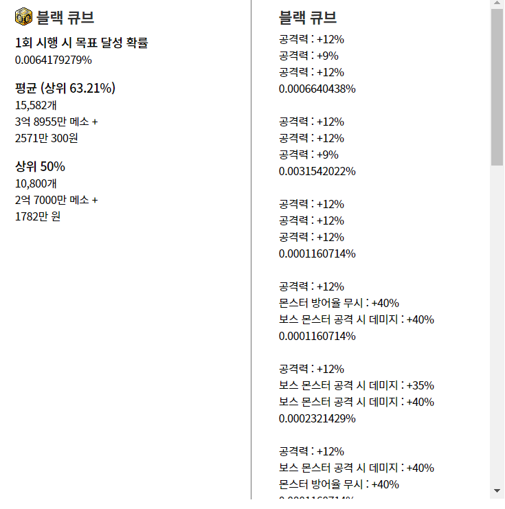 메이플스토리 큐브 기댓값 계산기 확률 알아봐요 : 네이버 블로그 메이플스토리 큐브 기댓값 계산기 확률 알아봐요 : 네이버 블로그