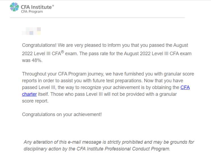  CFA 레벨3 합격