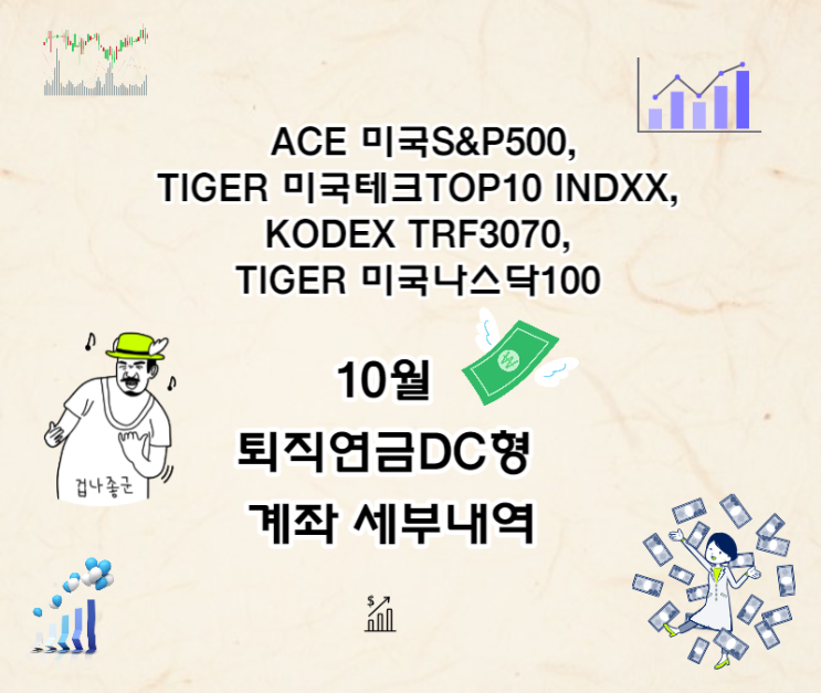  ACE 미국S&P500,TIGER 미국테크TOP10 INDXX, KODEX TRF3070, TIGER 미국나스닥100 퇴직연금DC형 10월 계좌내역