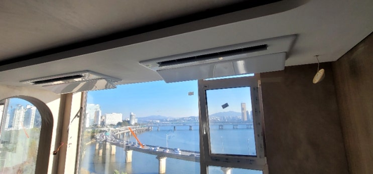  마포 밤섬 예가 클래식 아파트 인테리어 에어컨 변색으로 인한 시스템 에어컨 판넬교체,분해청소
