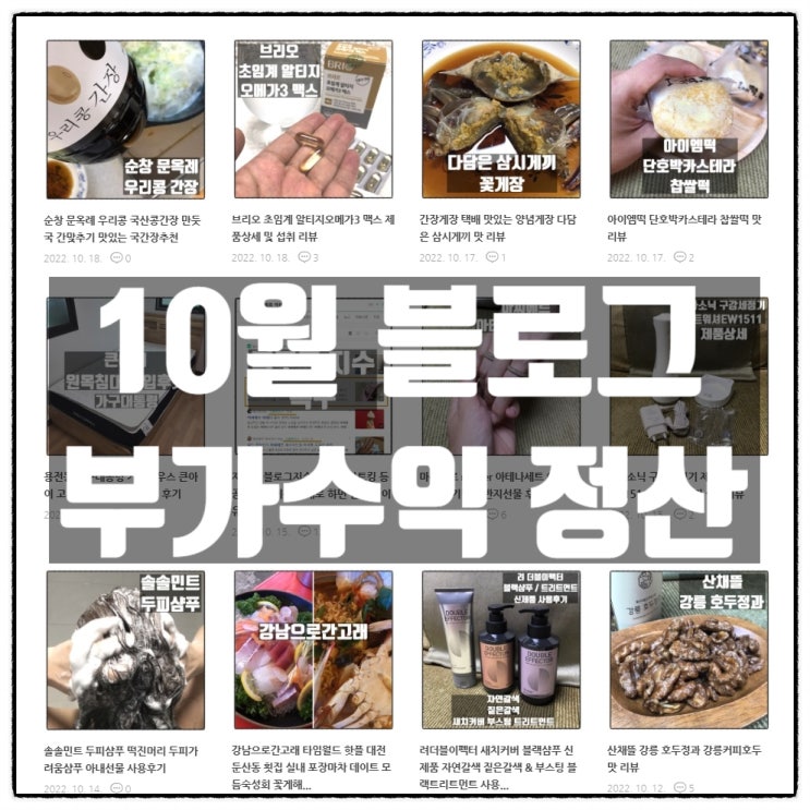 10월 네이버블로그 부가수익 정산 10월 네이버블로그 부가수익 정산