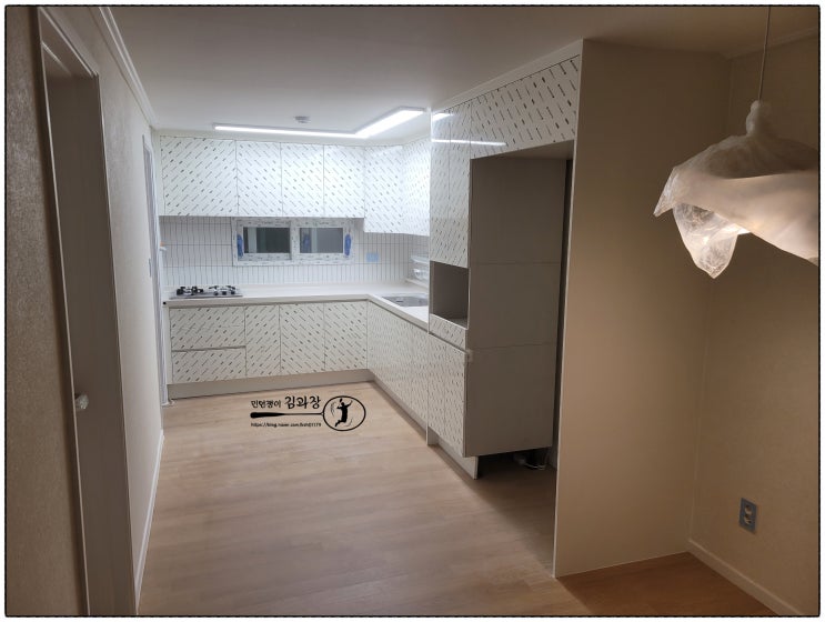 용산구 도원동 삼성래미안 아파트 32평형 전체인테리어현장 주방 리모델링 모습