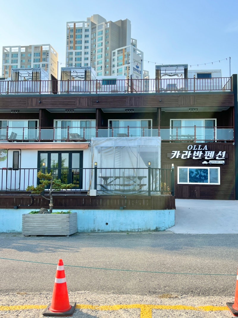 부산송정펜션 올라카라반펜션 해수욕장 오션뷰가 눈부셔