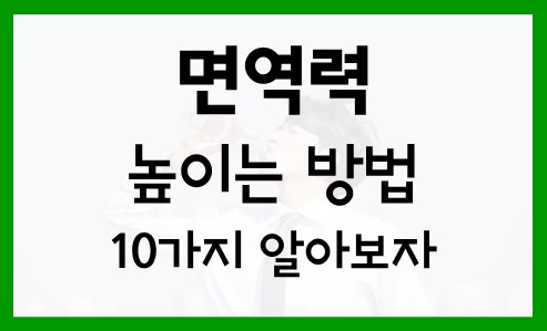  면역력을 높이는 방법 10가지