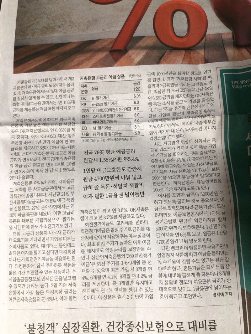 2022년 11월 저축은행금리비교 정기예금 금리비교 고금리 예금 kb저축은행 ok저축은행 osb 대신 참 다올 db저축은행 : 네이버  블로그