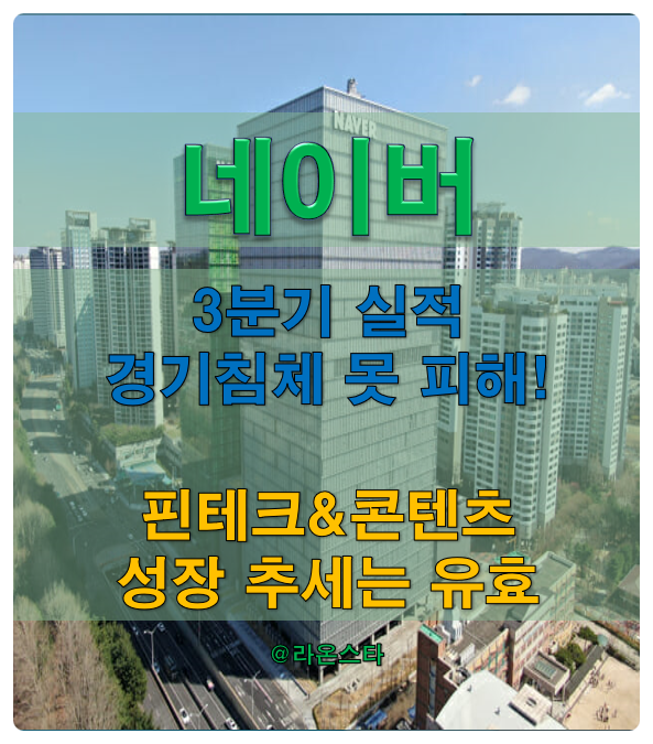  [네이버] 3분기 실적은 경기침체를 못 피했다!...하지만, 핀테크와 콘텐츠의 성장 추세는 유효하다.