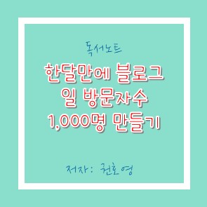  완독도서 : 한달만에 블로그 일 방문자수 1,000명 만들기