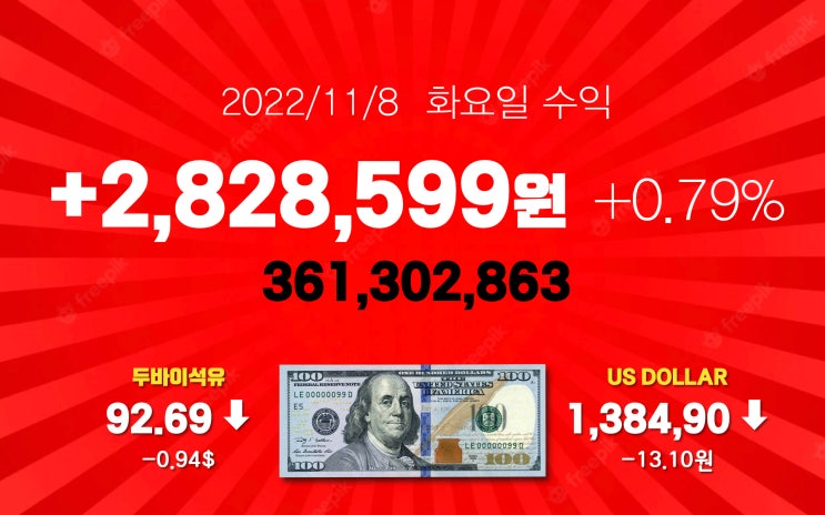11/8 화 +282만원 수익 / 년손실 -8.14%