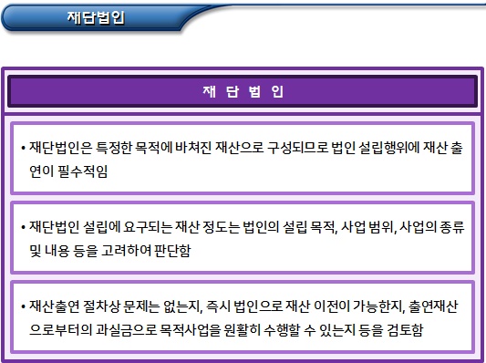 비영리법인 설립 관련 재정적 기초 검토사항