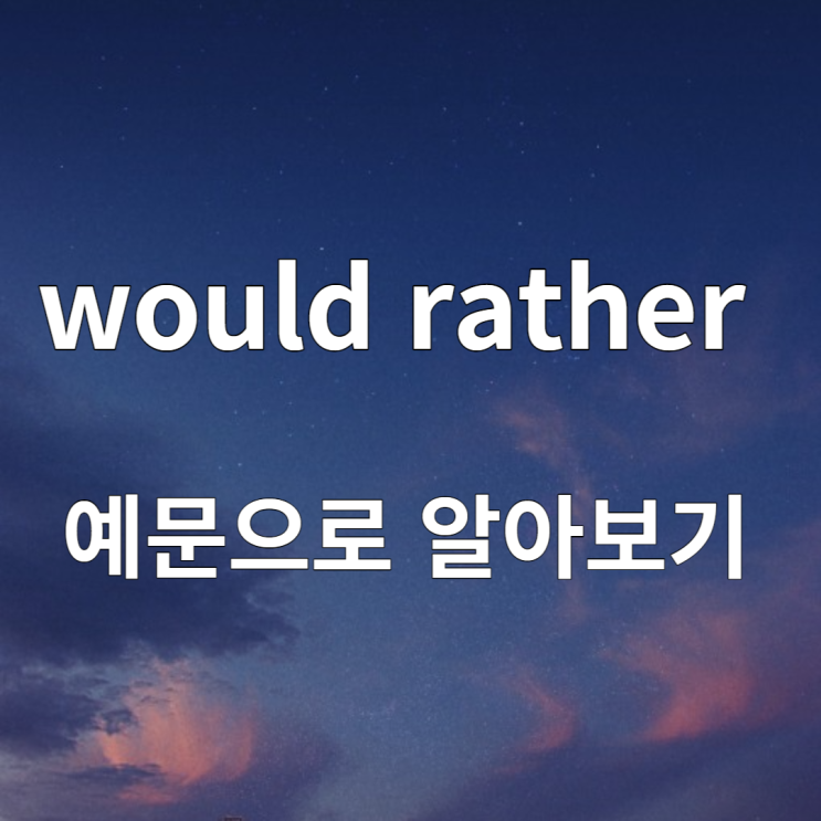 would rather 문법 예문으로 알아보기