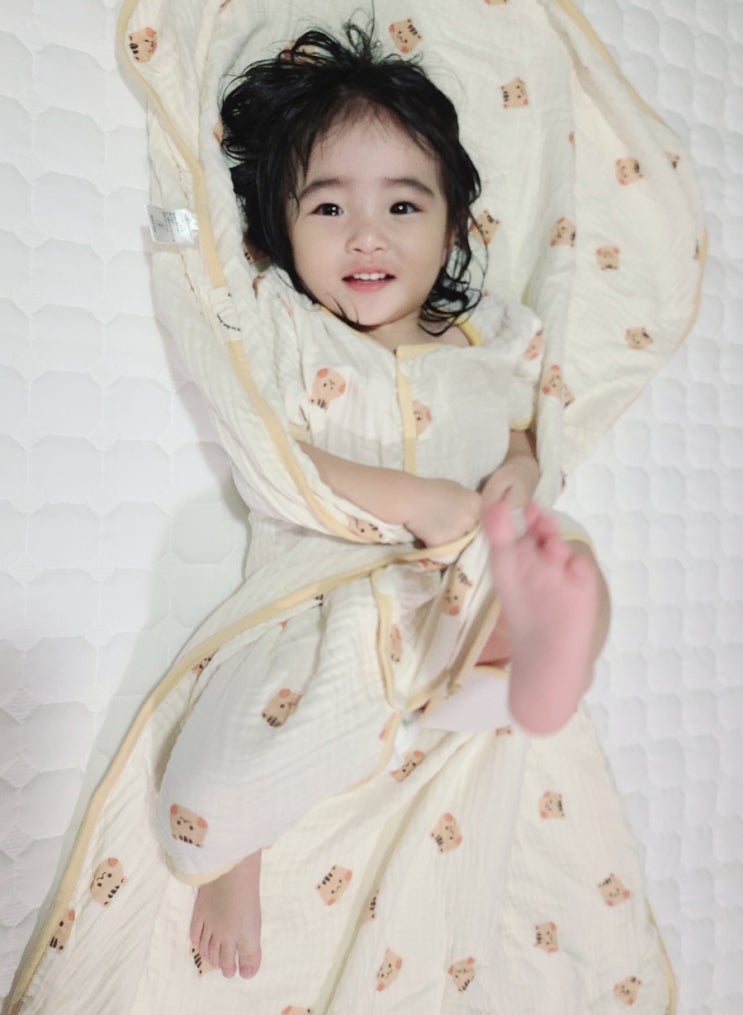  돗투돗 수면조끼 모달거즈 매쉬 반팔 바디슈트 돗람이 M