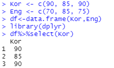  패키지 MASS, dplyr에서 select함수 에러(충돌) Error in select(., Kor) : unused argument (Kor)