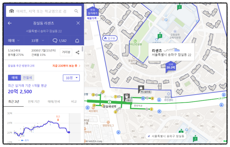 잠실동 아파트(엘스, 리센츠, 트리지움) 서울부동산 집값 하락 거래량 (실거래가 공개시스템 조회방법)