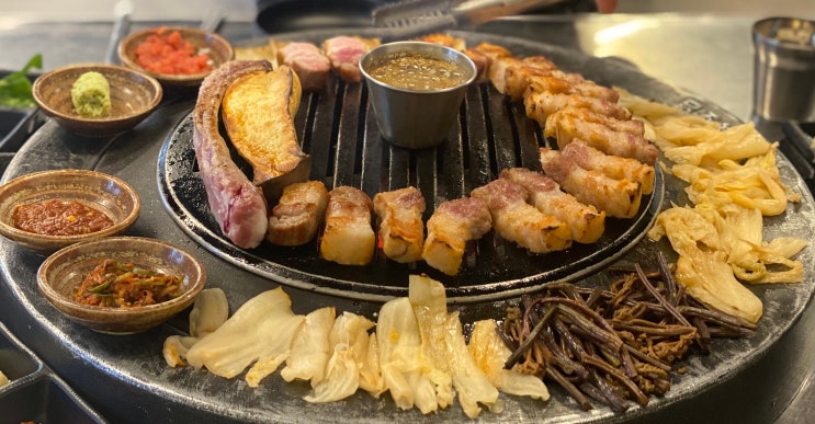  육도담 갈치속젓부터 4종 젓갈과 고사리 백김치를 함께 구워 먹는 제주도민 추천 저온 숙성 흑돼지 맛집 서귀포 육도담 올레시장 맛집 아랑조을거리맛집