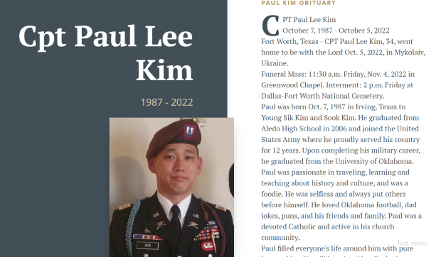 한국계 추정 34세 미국 군인 의용병 우크라서 전투 중 사망