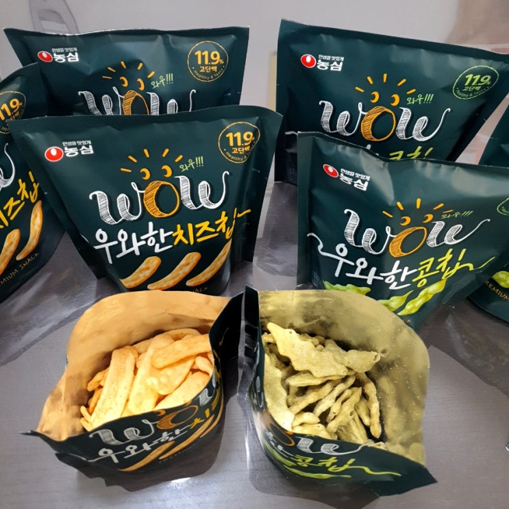  맛있는 고단백스낵 농심 우와한 콩칩 & 우와한 치즈칩