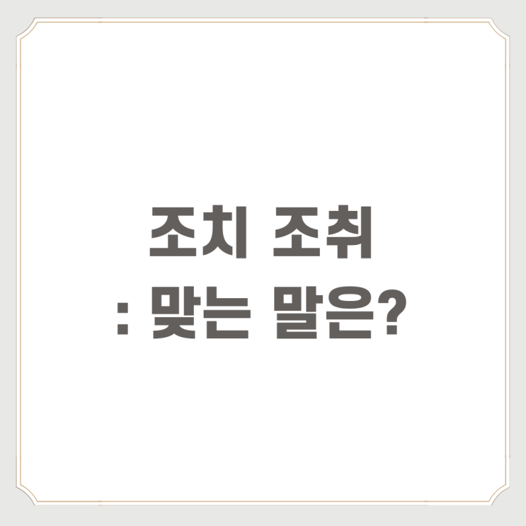  조치 조취 : 맞는 말은?
